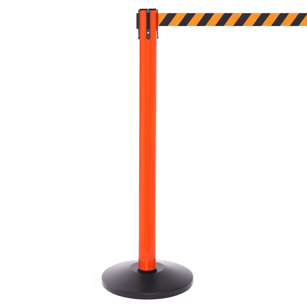 Queue Solutions SafetyPro 250, Orange, 13' Yellow/Magenta Diagonal Striped Belt SPRO250O-YM130